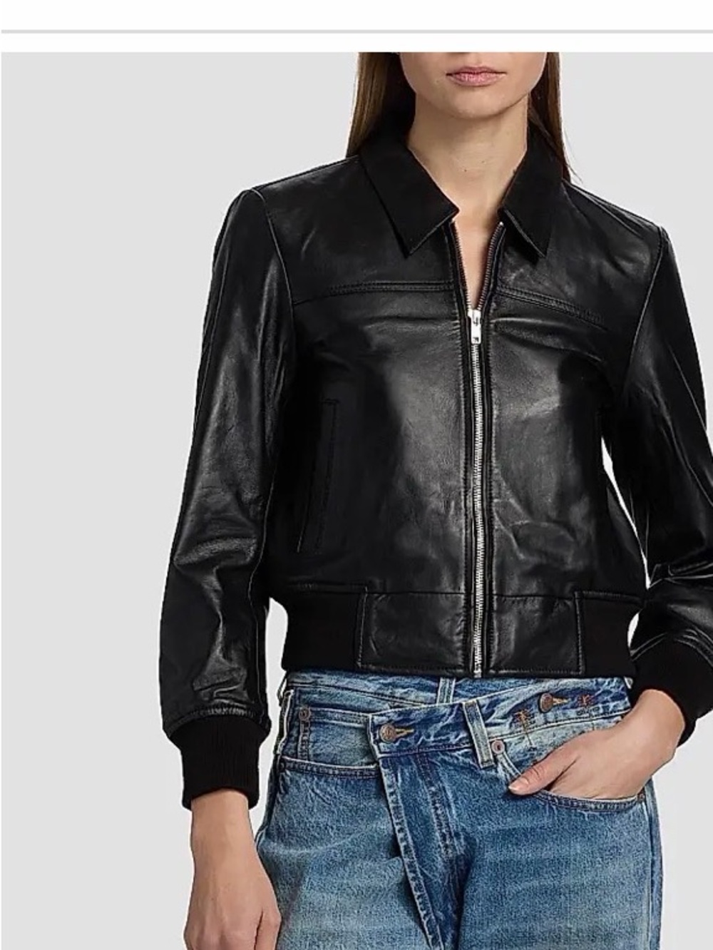 R13 Black Leather Bomber Jacket